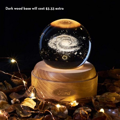 3D LED Night Light And Crystal Ball Music Box With Wooden Base